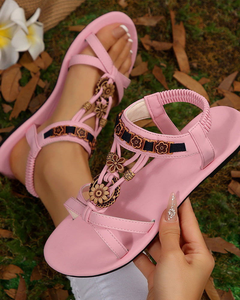 Sandalias Planas con Detalles Florales