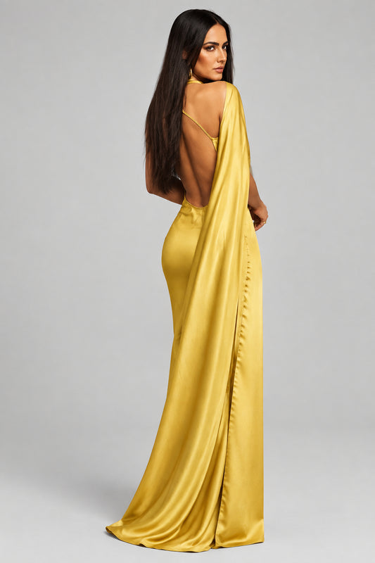 Isabella-Vestido Amarillo Dorado