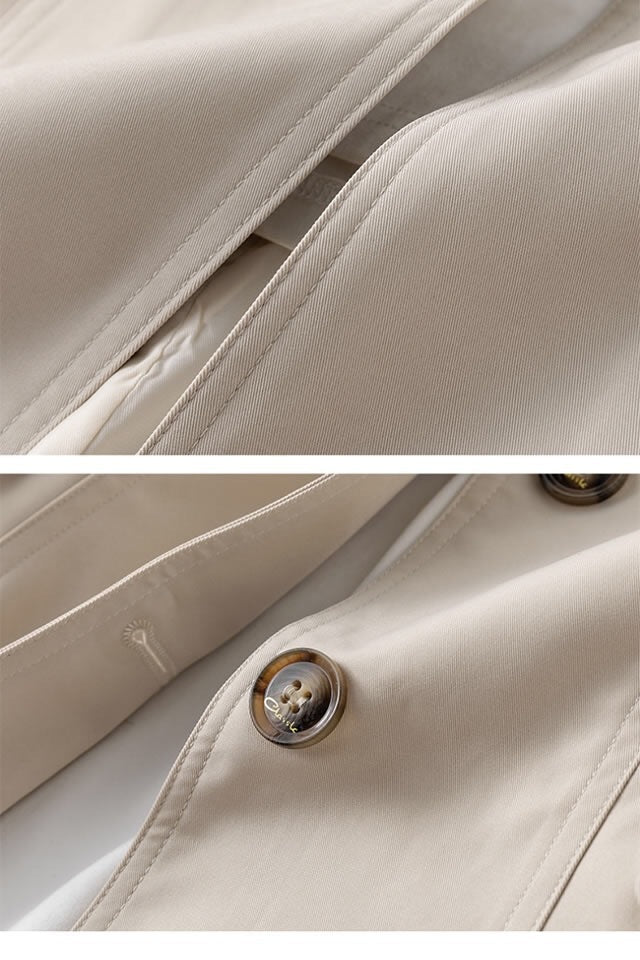 Audrey | Gabardina de Botonadura Simple, Elegante