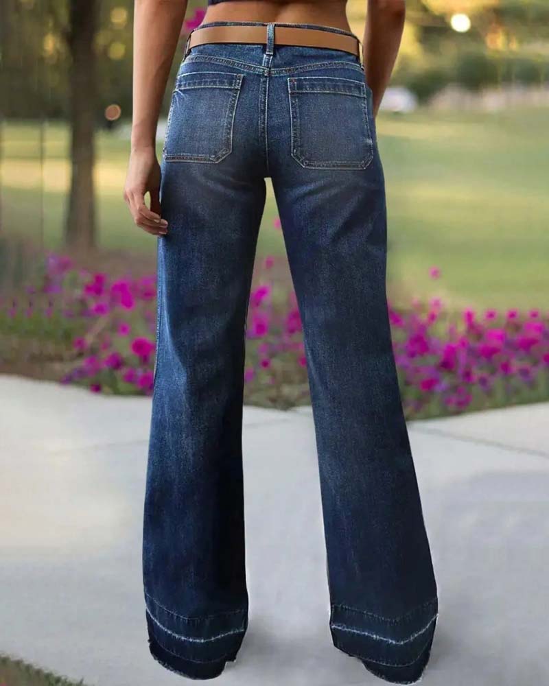 Vaquero Retro Acampanado con Bolsillos