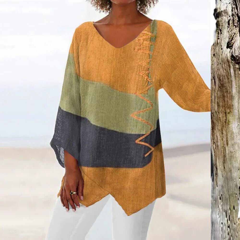Nadia | Blusa Fluida con Estampado Artístico, Elegante