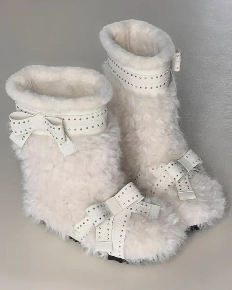 Botas de Nieve Planas con Forro de Pelo Sintético