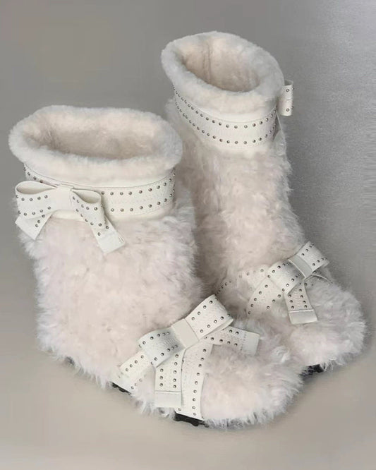Botas de Nieve Planas con Forro de Pelo Sintético