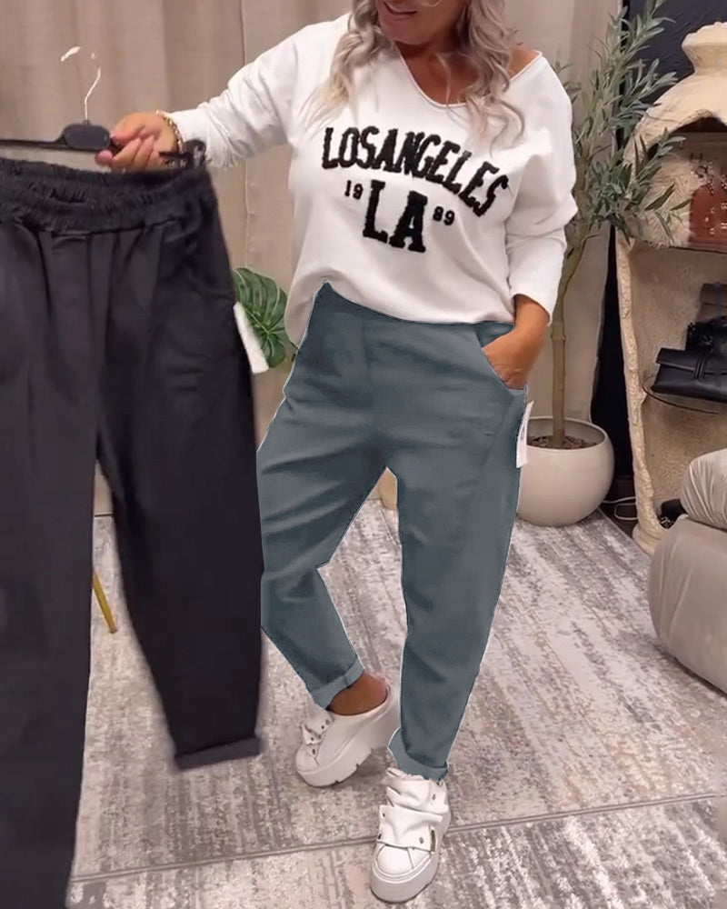 Diamante | Pantalón Casual Liso con Bolsillo, Básico Elegante