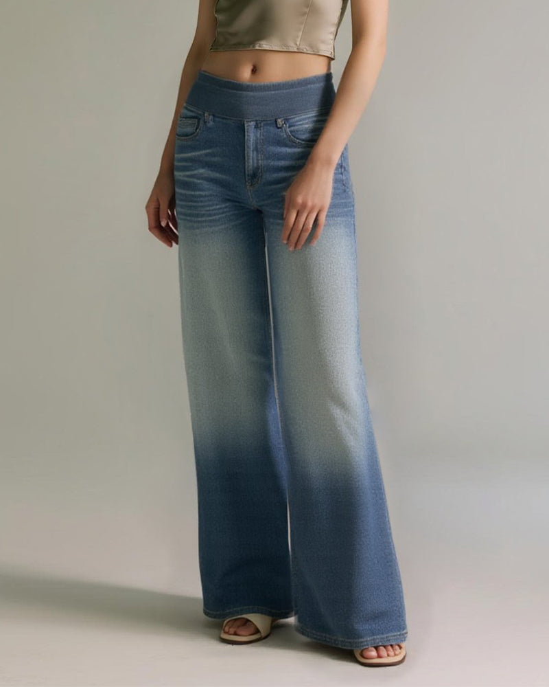 Oceanna | Vaqueros Baggy de Cintura Alta Lavados, Estilo Relajado