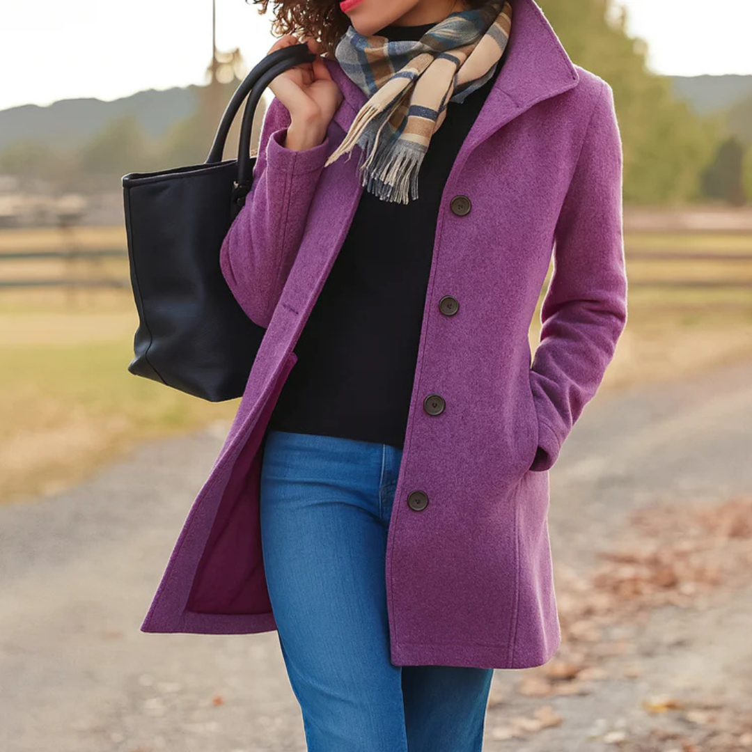 Apolline | Abrigo de Invierno Clásico con Tapeta de Botones, Elegante