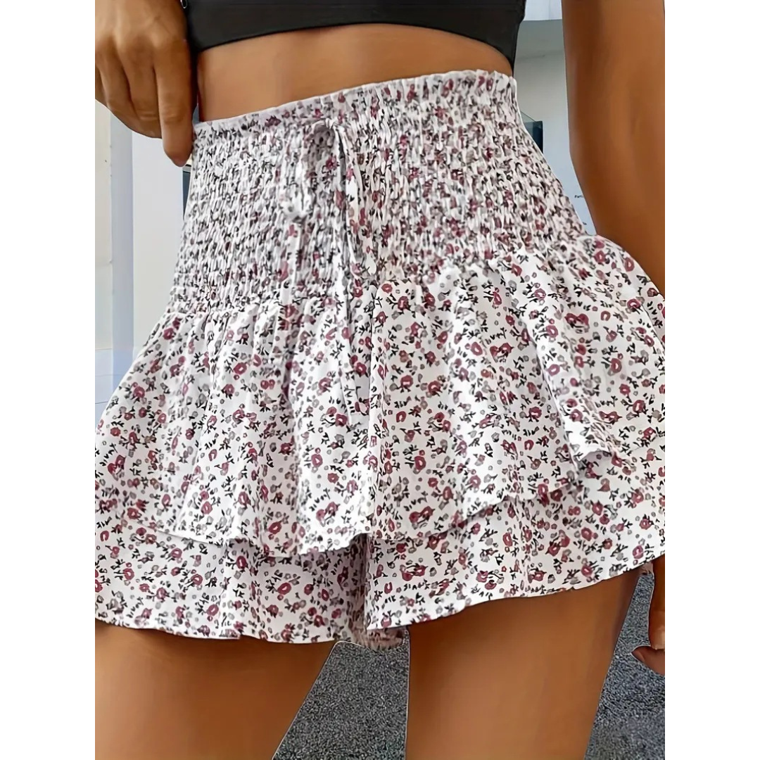 Lorenza | Falda Pantalón Ligera con Fruncido en Capas, Veraniega