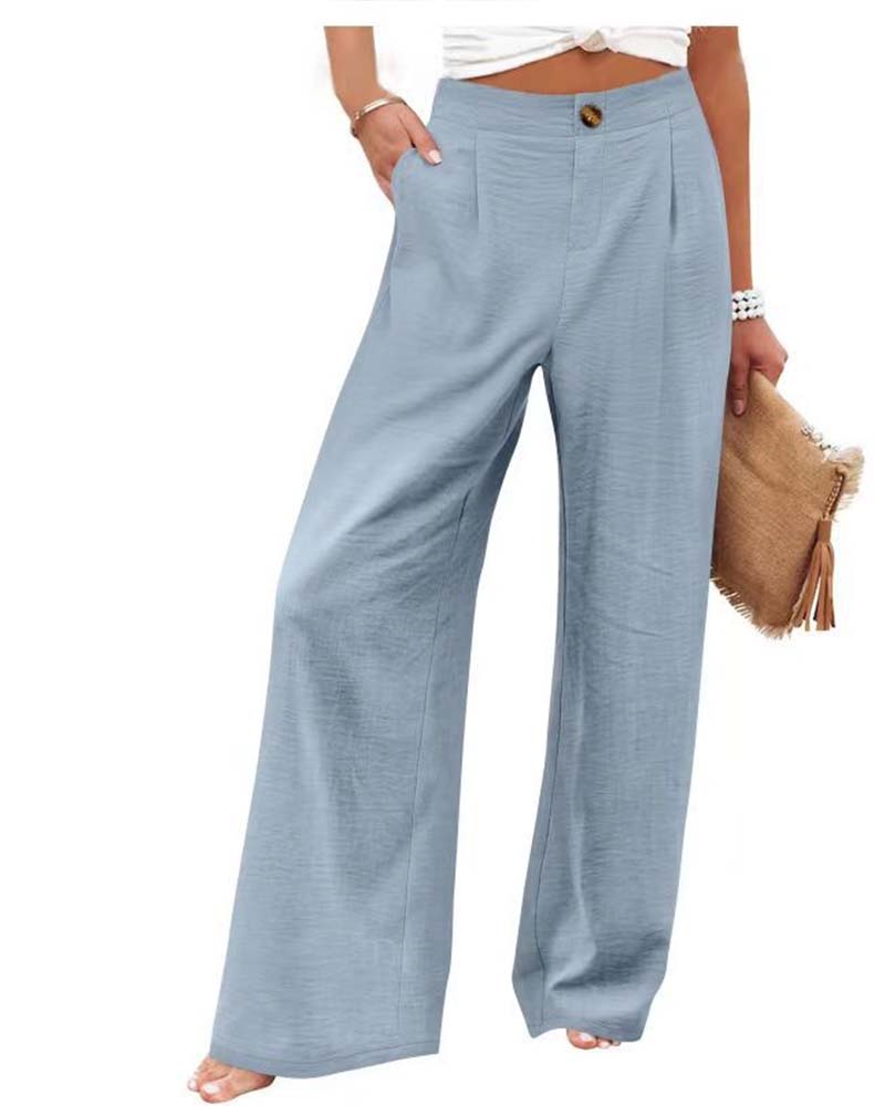 Pantalón Ancho con Cintura Elástica y Botones
