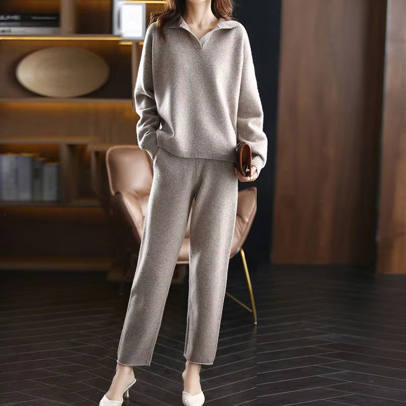 Aída | Conjunto de Jersey con Cuello y Pantalón, Cómodo