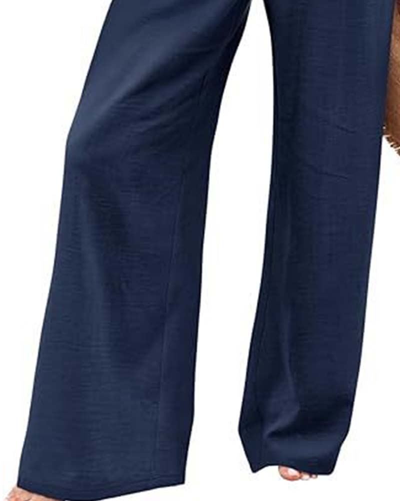 Pantalón Ancho con Cintura Elástica y Botones