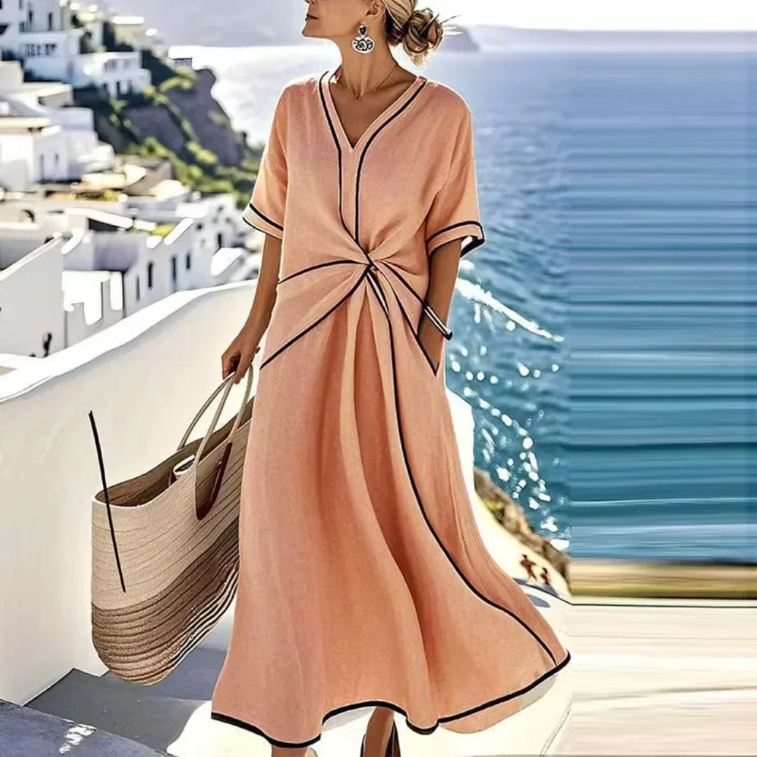 Cassia | Vestido Elegante con Drapeado en la Cintura, Favorecedor