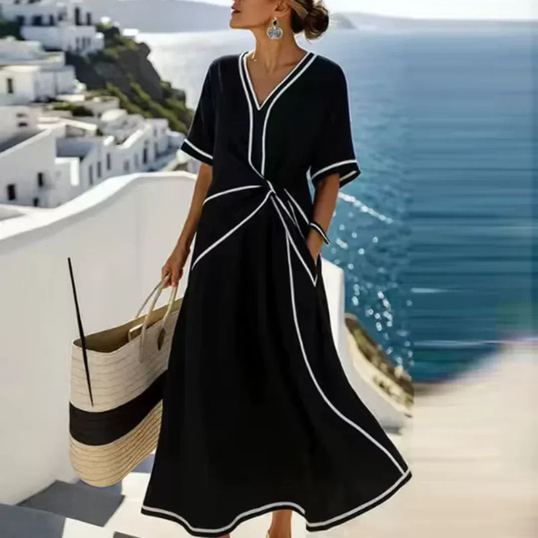 Cassia | Vestido Elegante con Drapeado en la Cintura, Favorecedor
