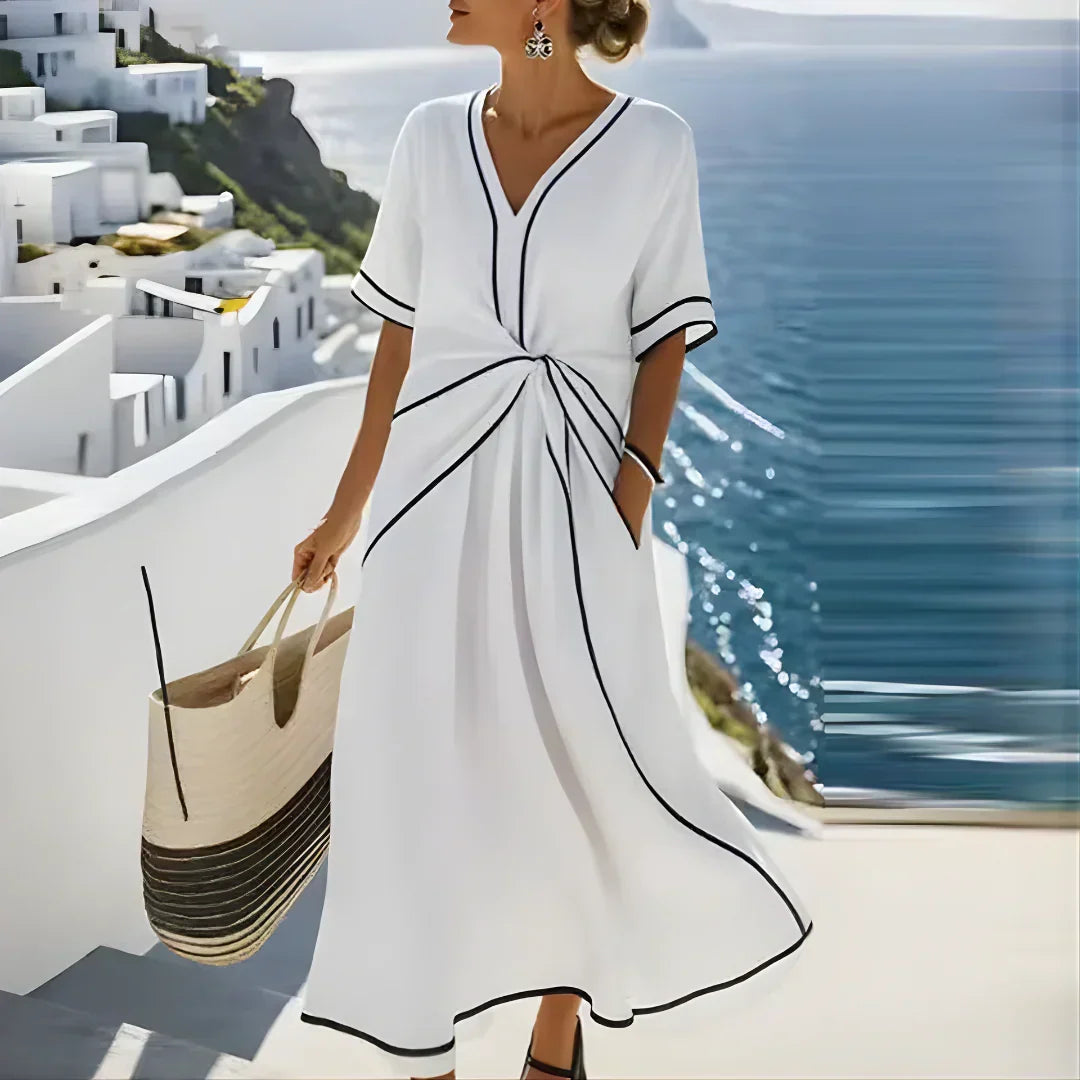 Cassia | Vestido Elegante con Drapeado en la Cintura, Favorecedor