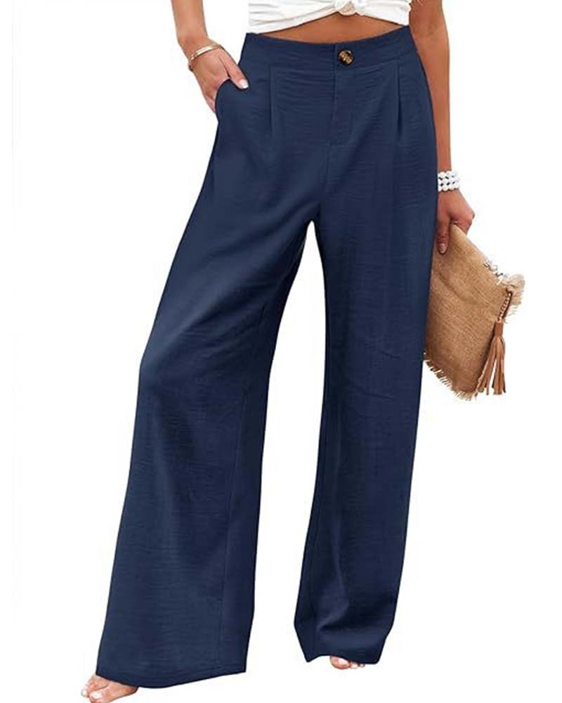 Pantalón Ancho con Cintura Elástica y Botones