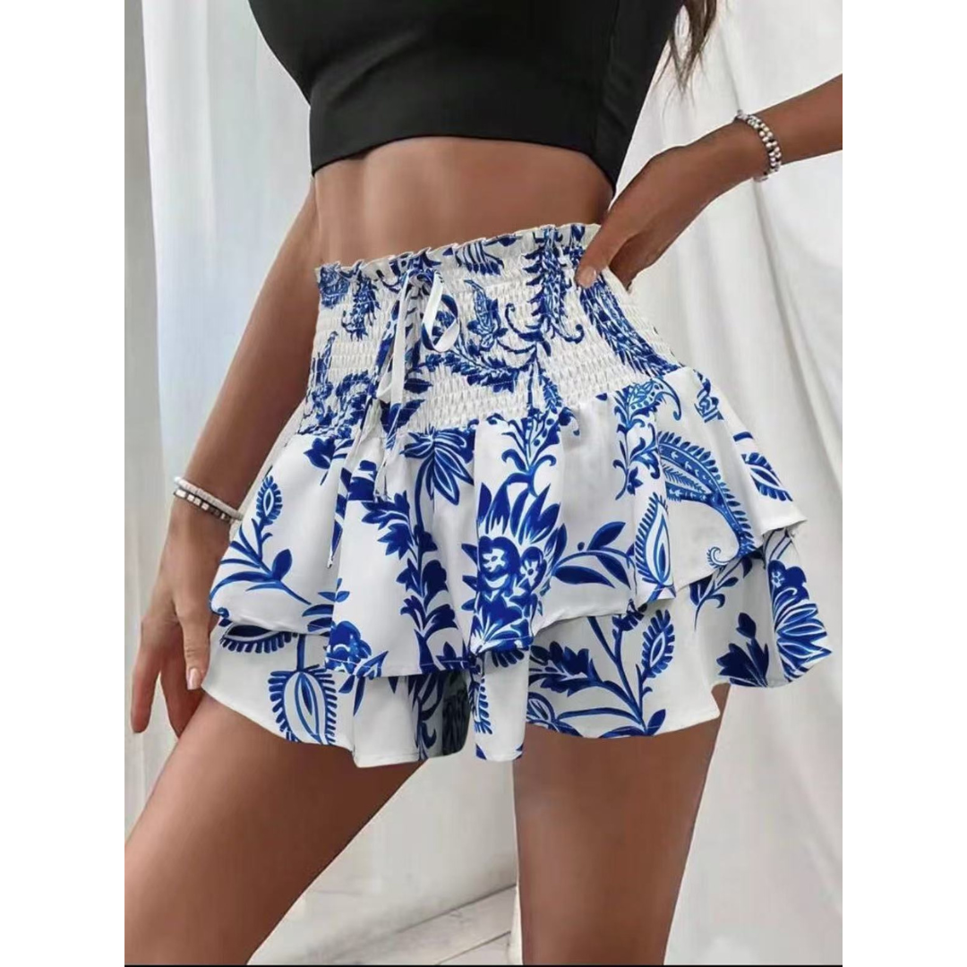 Lorenza | Falda Pantalón Ligera con Fruncido en Capas, Veraniega