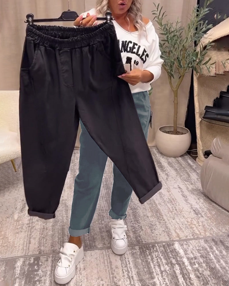 Diamante | Pantalón Casual Liso con Bolsillo, Básico Elegante