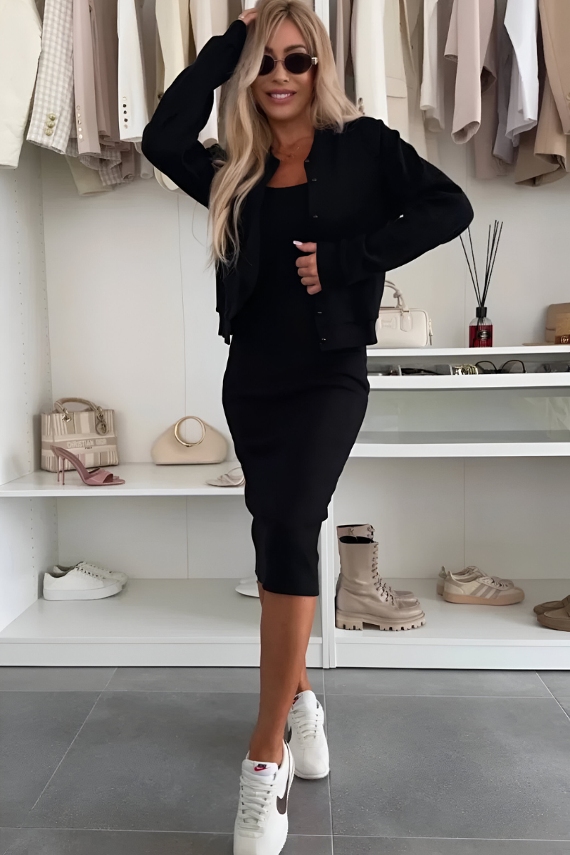 Valentine | Conjunto de Vestido Midi y Cárdigan Corto, Coordinado