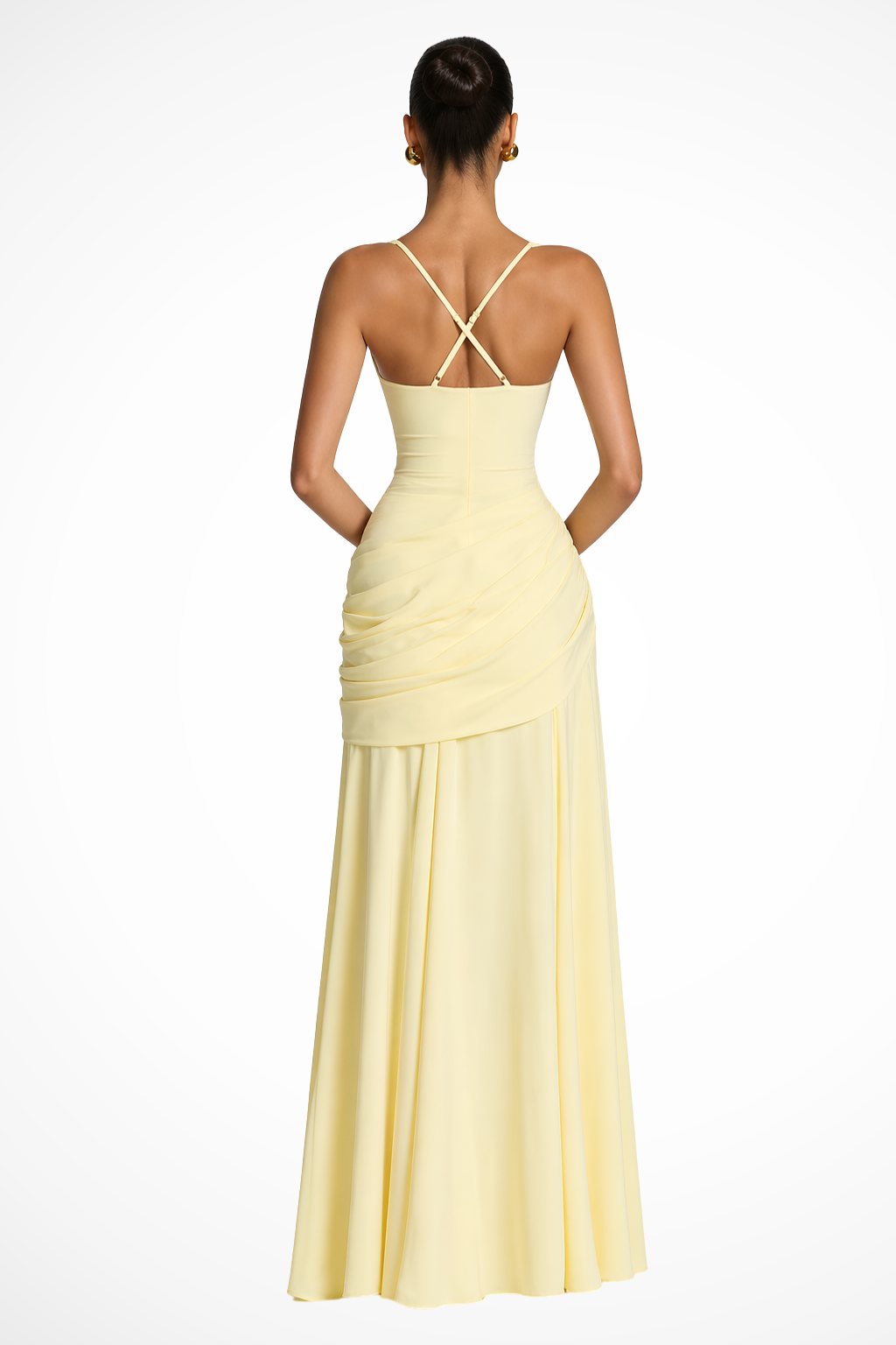 Lavinia | Vestido Maxi de Invitada con Escote Cuadrado, Fruncido y Abertura