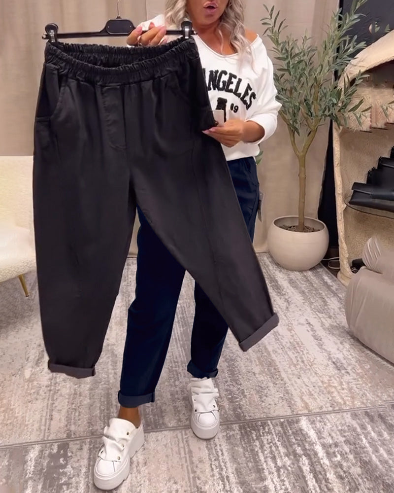 Diamante | Pantalón Casual Liso con Bolsillo, Básico Elegante