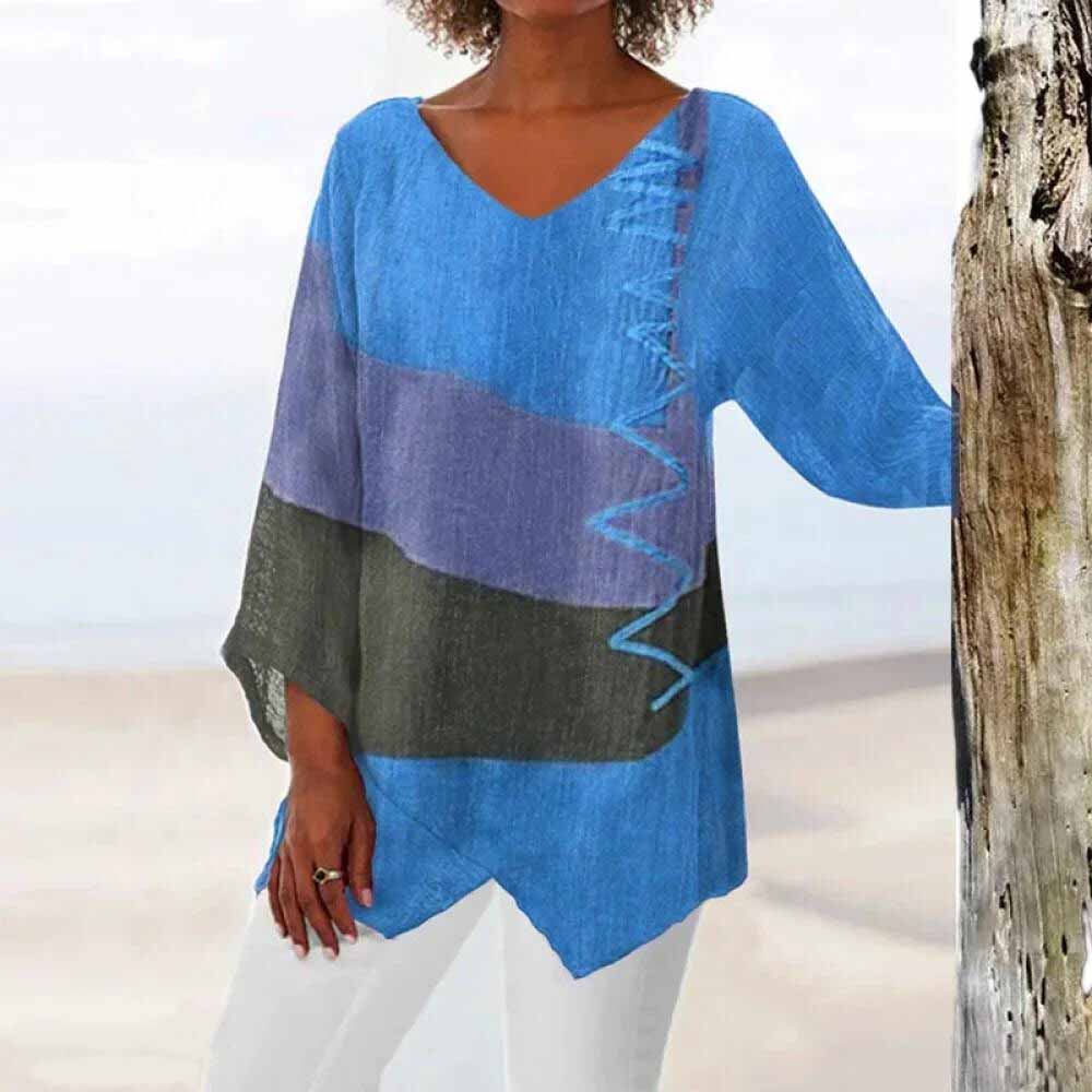 Nadia | Blusa Fluida con Estampado Artístico, Elegante