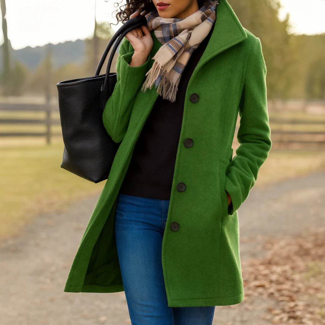 Apolline | Abrigo de Invierno Clásico con Tapeta de Botones, Elegante