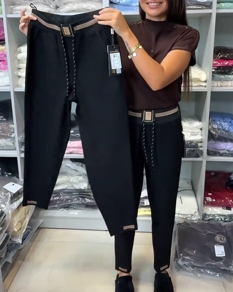 Pantalón Elegante con Cintura Elástica y Cordón