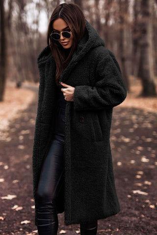 Olalla | Abrigo Teddy Largo con Capucha y Cuello, Acogedor