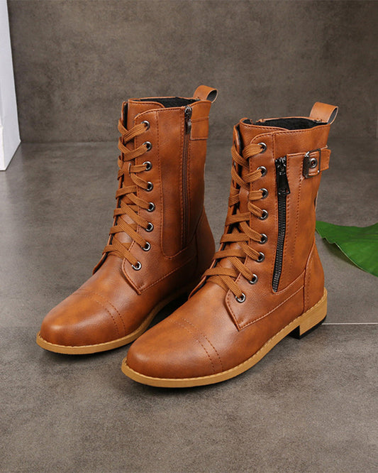 Botas de Puntera Redonda con Cremallera