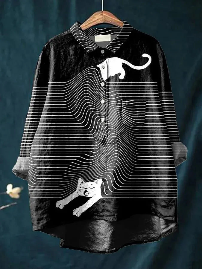 Coco | Camisa con Estampado Artístico de Gatos, Original
