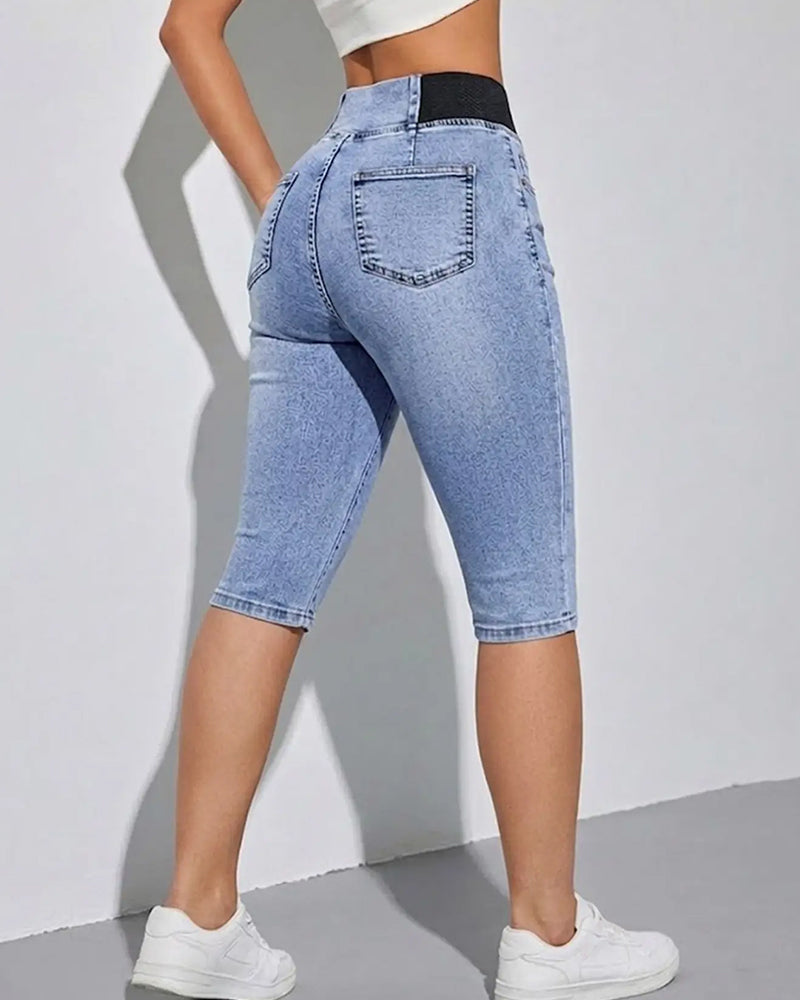 Vaquero Capri con Cintura Elástica