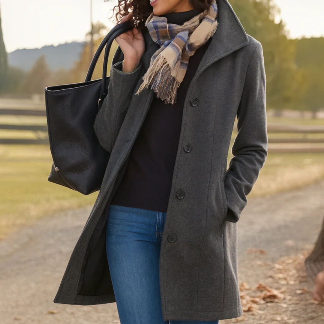 Apolline | Abrigo de Invierno Clásico con Tapeta de Botones, Elegante