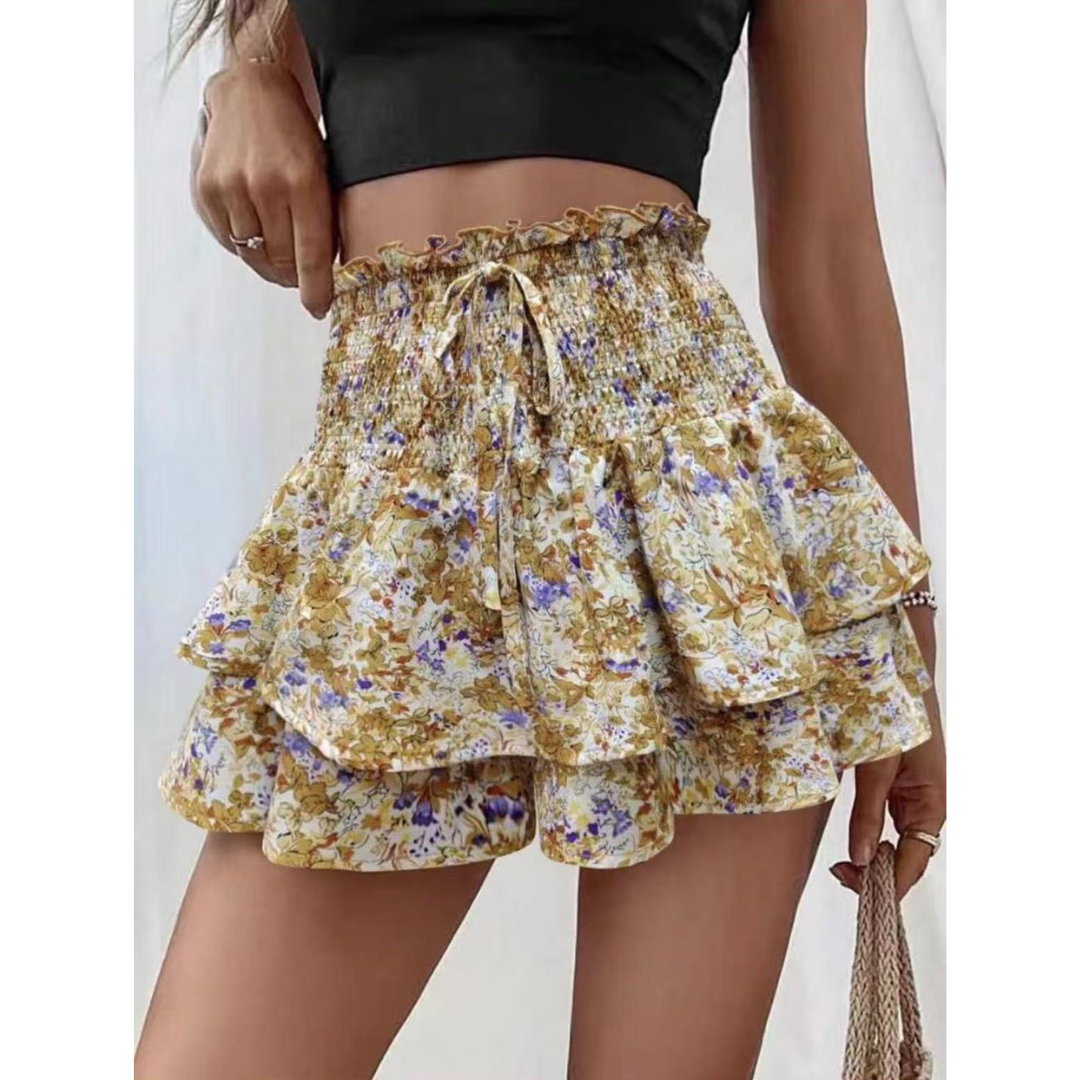 Lorenza | Falda Pantalón Ligera con Fruncido en Capas, Veraniega