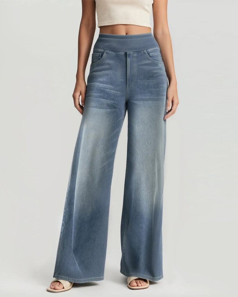 Oceanna | Vaqueros Baggy de Cintura Alta Lavados, Estilo Relajado