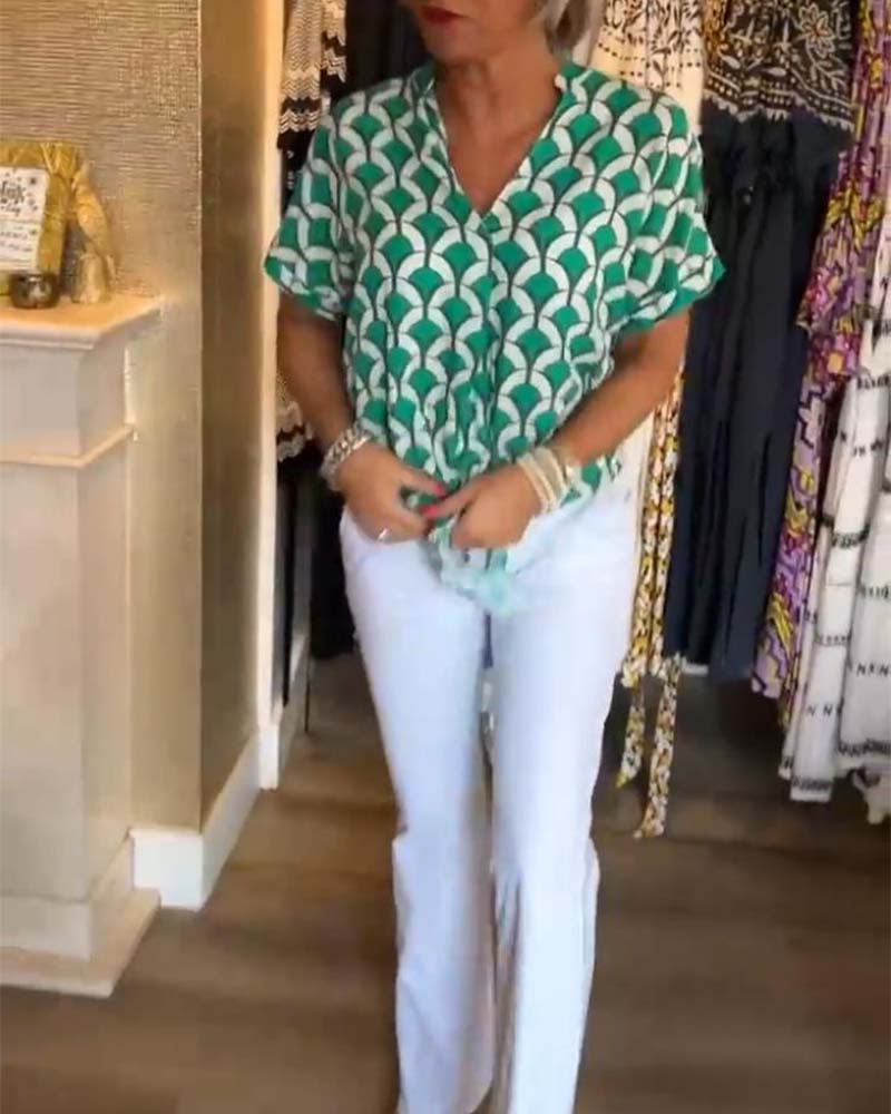 Loredana | Camiseta Estampada de Manga Corta, Casual y Fresca