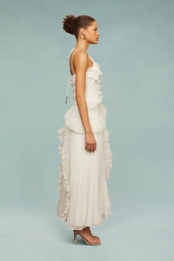 Liyana | Vestido con Volante en Espiral, Fluido y Femenino