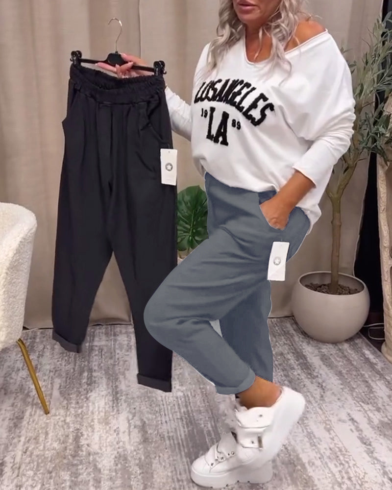 Diamante | Pantalón Casual Liso con Bolsillo, Básico Elegante