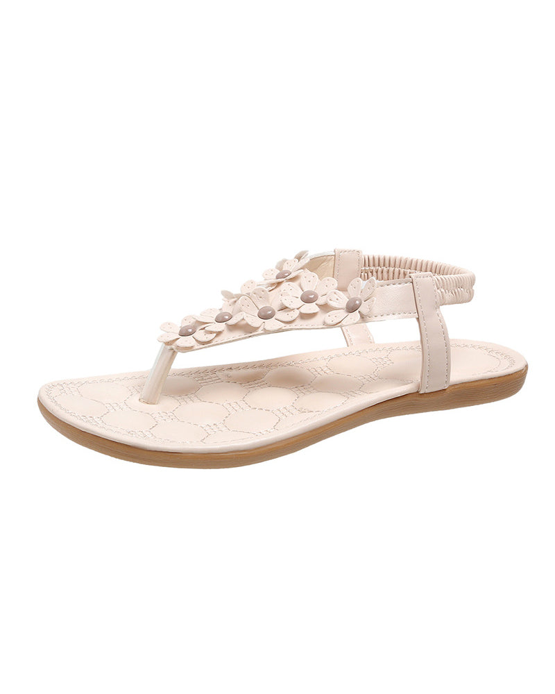 Sandalias de Playa con Flores en Relieve