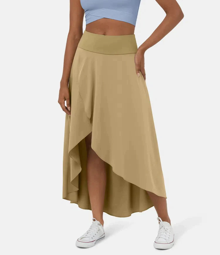 Amelie | Falda Midi Asimétrica de Tiro Alto, Elegante