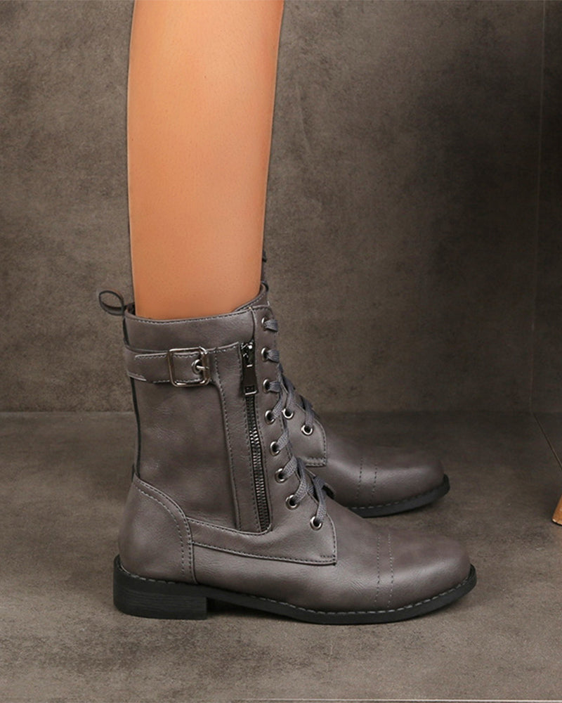 Botas de Puntera Redonda con Cremallera