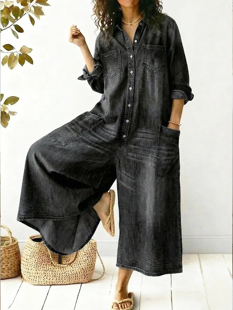 Pauline | Mono de Manga Larga con Botones y Pierna Ancha, Casual
