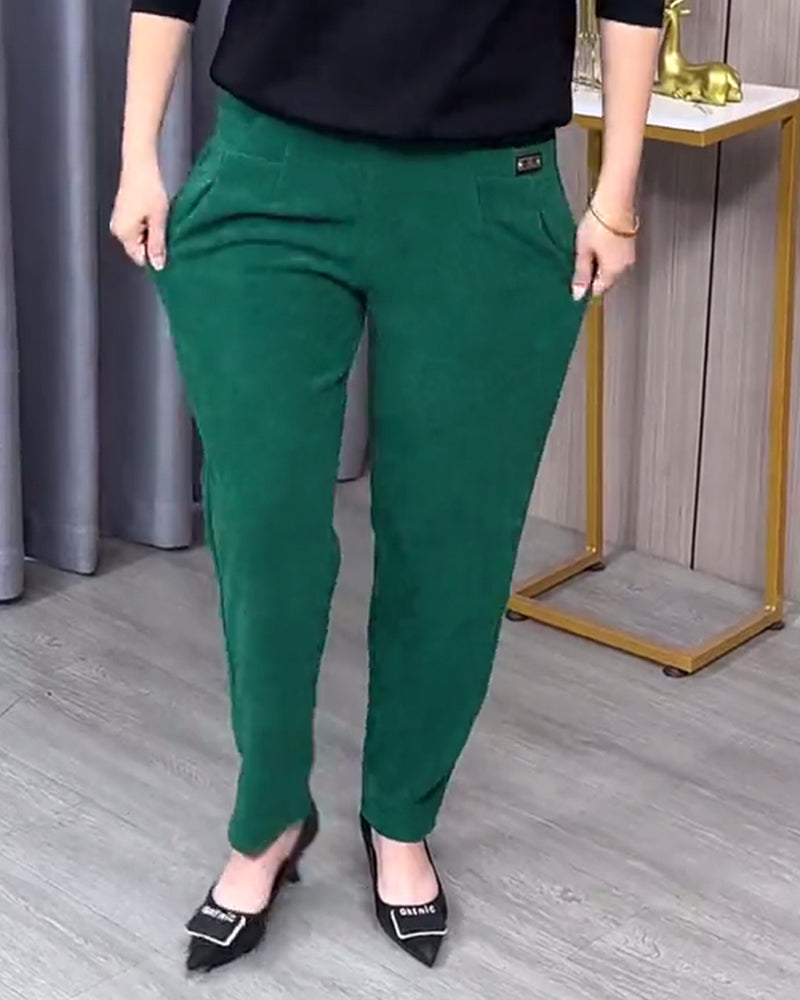 Anémone | Pantalón Skinny Elástico en Color Liso, Silueta Entallada