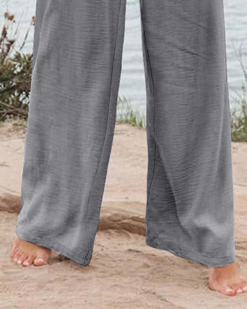 Pantalón Ancho con Cintura Elástica y Botones