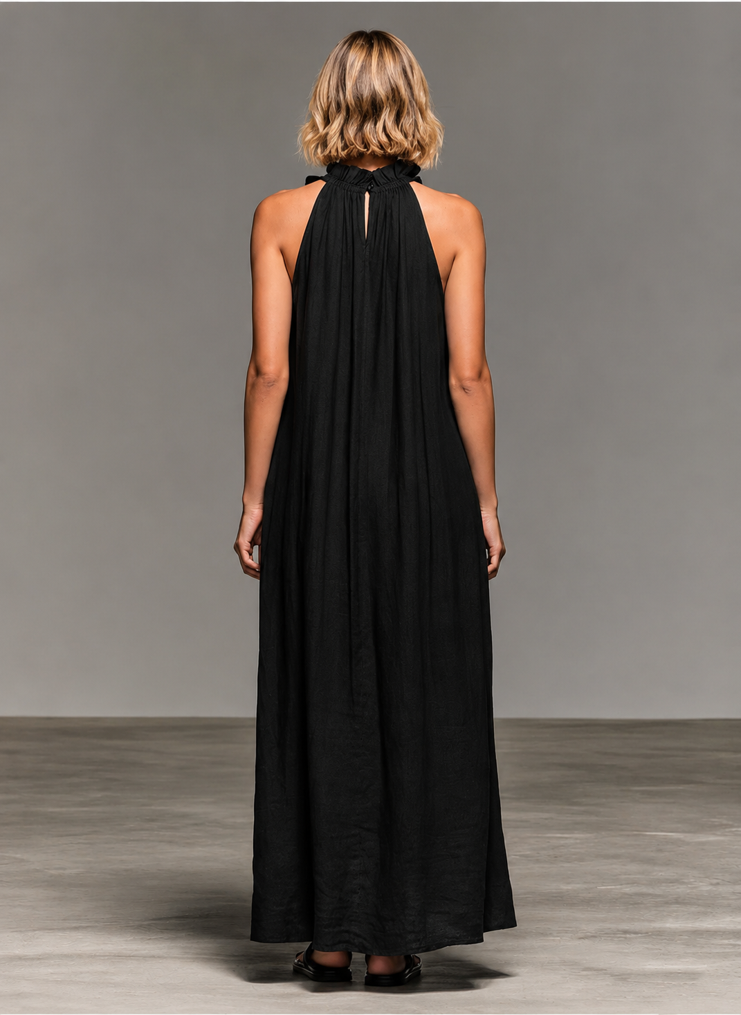 Emma | Vestido Maxi sin Mangas con Volantes Suaves, Refinado