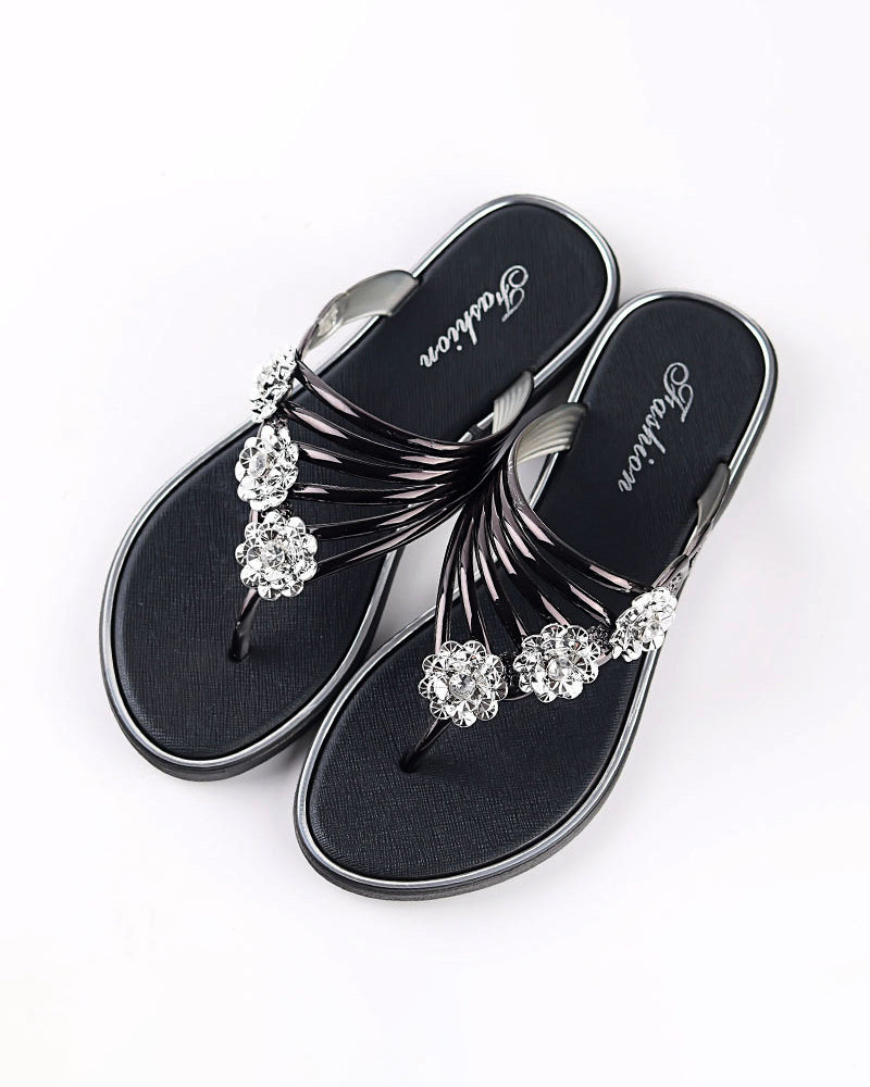Chanclas con Flores y Pedrería