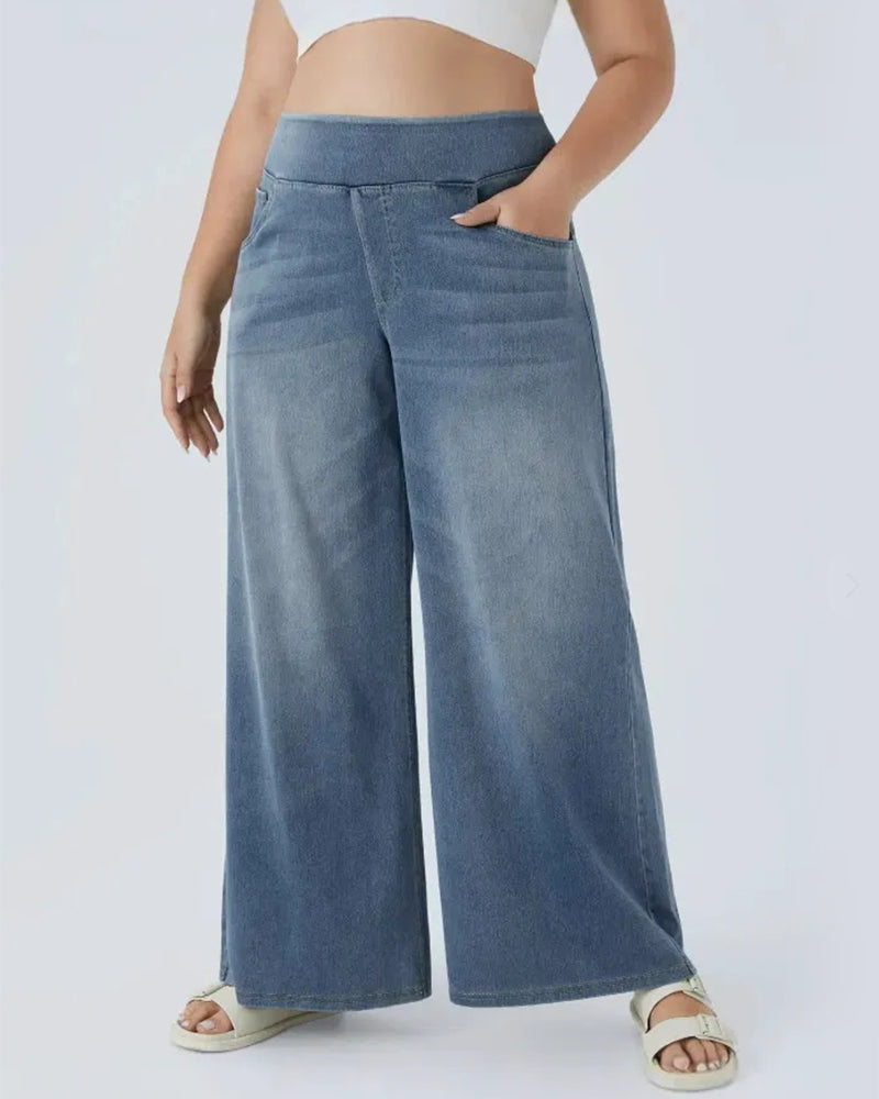 Oceanna | Vaqueros Baggy de Cintura Alta Lavados, Estilo Relajado