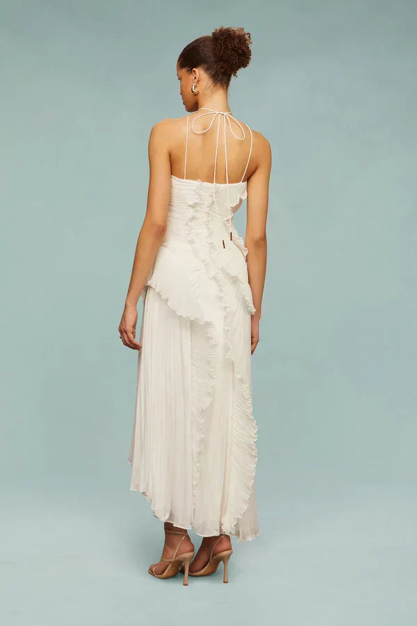Liyana | Vestido con Volante en Espiral, Fluido y Femenino
