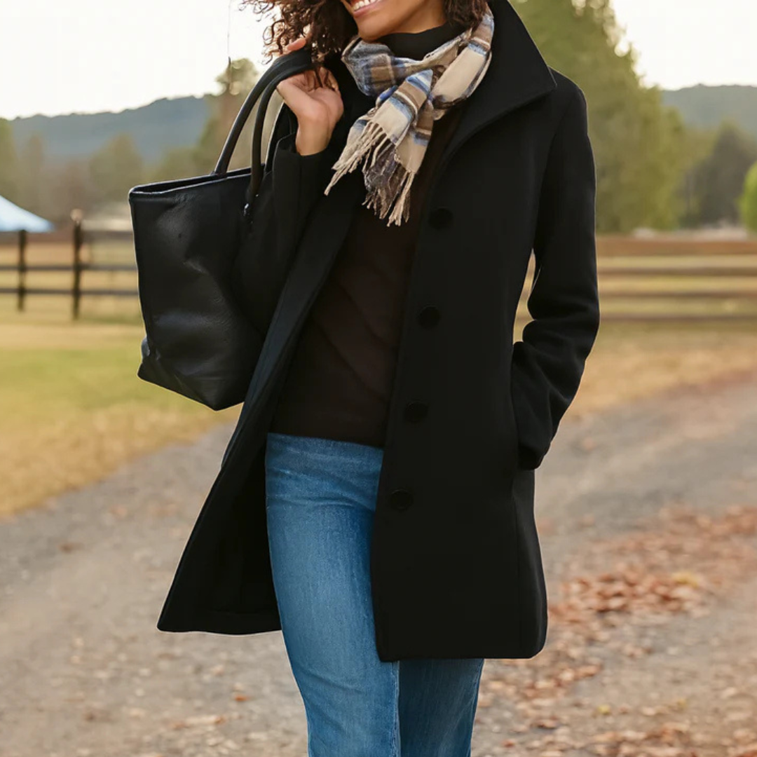 Apolline | Abrigo de Invierno Clásico con Tapeta de Botones, Elegante