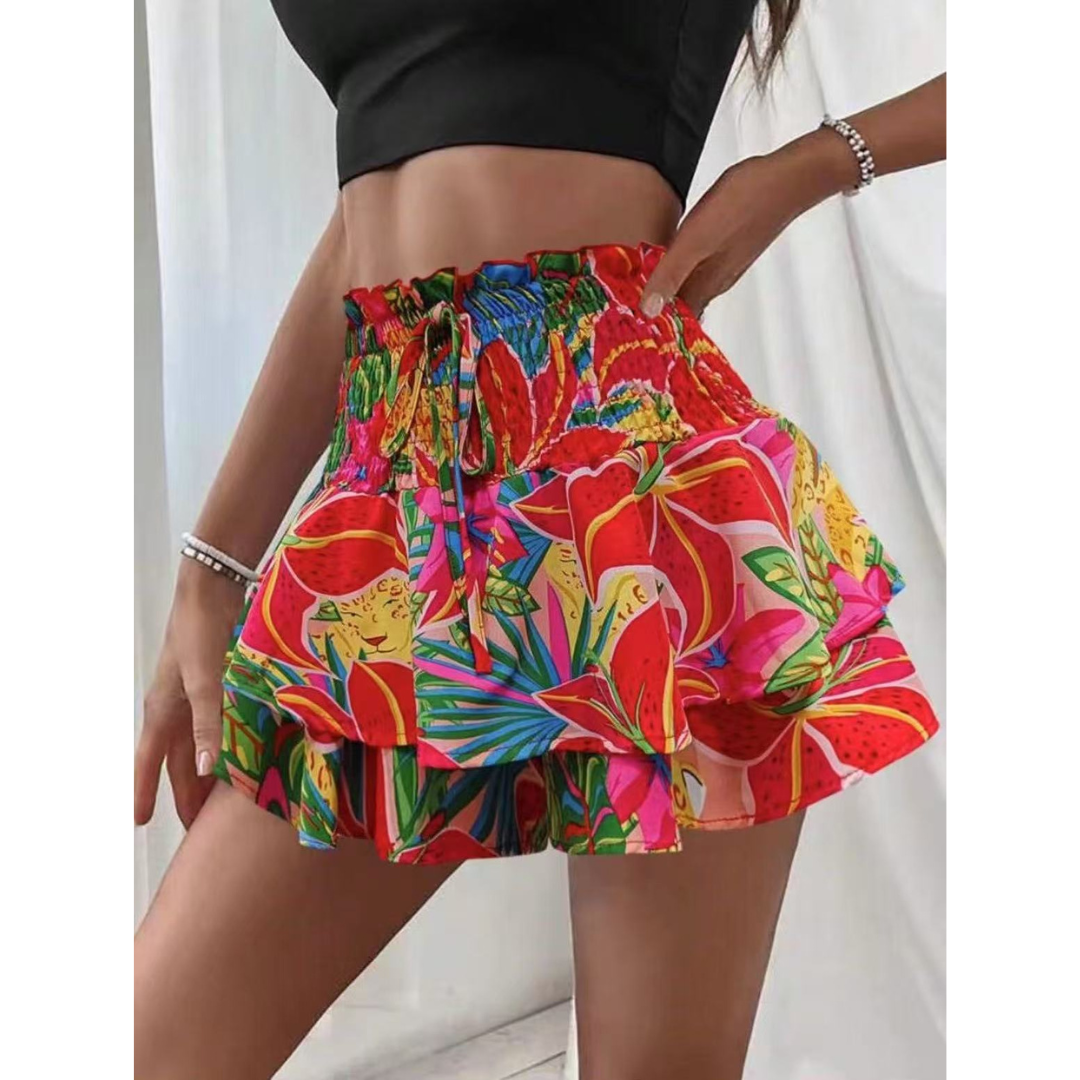 Lorenza | Falda Pantalón Ligera con Fruncido en Capas, Veraniega
