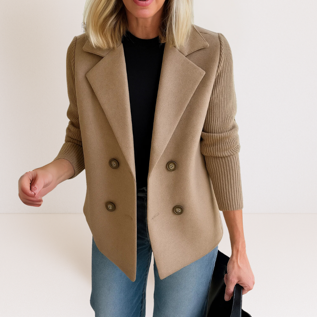 Romane | Abrigo Entallado con Mangas de Punto, Elegante