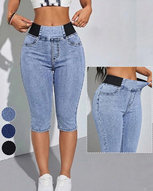 Vaquero Capri con Cintura Elástica